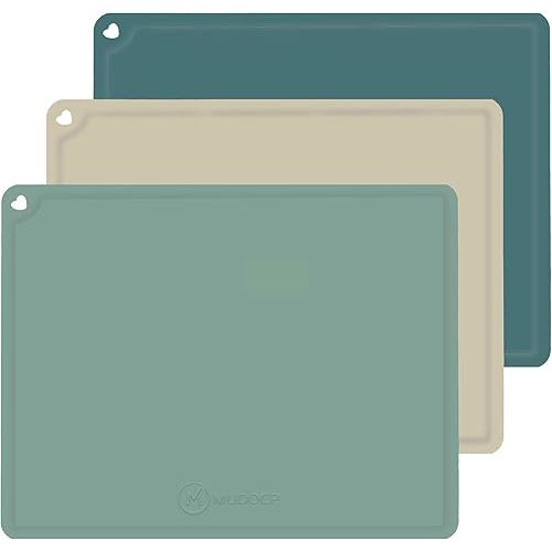 Silicone Placemats for Toddler, Non-Slip Baby Table Mat for Restaurants, Dishwasher Safe & Travel Ready | Wipeable Kids Placemats for Dining Table (Morandi)