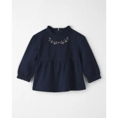 Baby Girl Organic Cotton Embroidered Peplum Top - Little Planet | Carter's