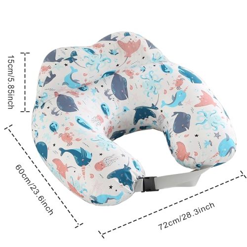 BATTOP Nursing Pillow for Breastfeeding, Feeding Pillow with Adjustable Waist Strap, Removable Slipcover, Breastfeeding Pillows for More Support for Mom, Plus Size, Extra Pillow on Top