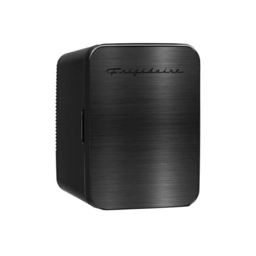 Frigidaire Mini Personal Fridge Cooler, Countertop, Holds Up to 10L/15 Cans, Brushed Black Stainless Rugged Design, Portable for Skincare, Makeup, Car, Office, Bedroom, Dorm Room, or Cabin