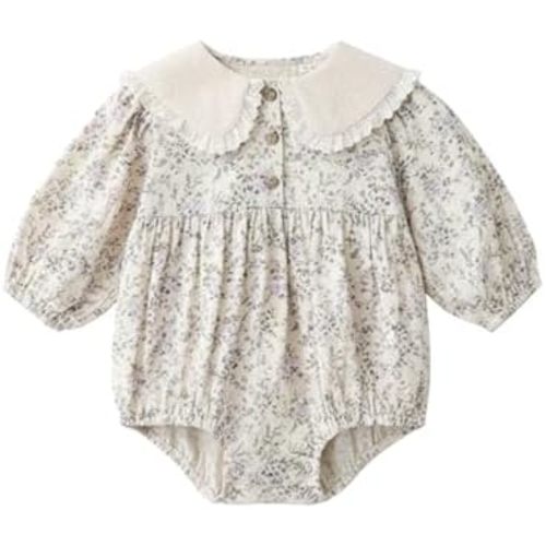 Infant Baby Jumpsuit Girl Floral Big Lapel Lace Forest Countryside Style Bodysuit