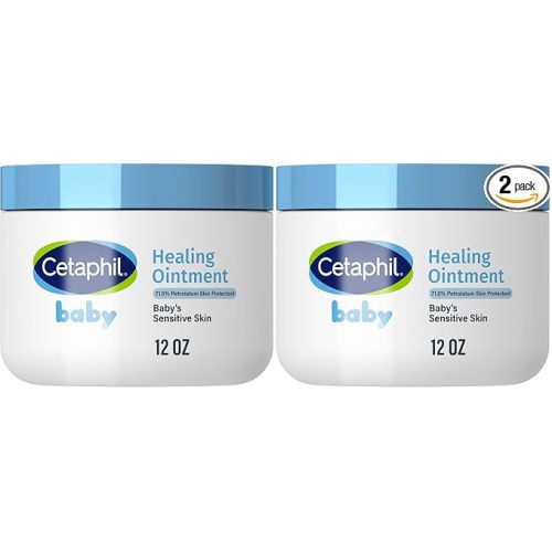 Cetaphil Baby Healing Ointment, Diaper Rash Ointment Soothes and Protects Baby's Irritated-Skin, Protectant For Dry Skin, 12oz, (Pack of 2)
