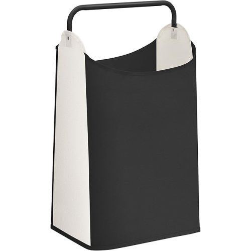 STORAGE MANIAC Large Laundry Hamper with Sturdy Metal Handle, Collapsible Laundry Basket, Freestanding Waterproof Clothes Hamper for Laundry Room, Bedroom, Dorm, Towels, Toys, Black & White