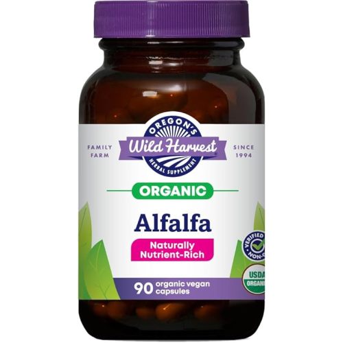 Oregon's Wild Harvest Alfalfa Capsules USDA Certified Organic Herbal Supplements, 90 Count