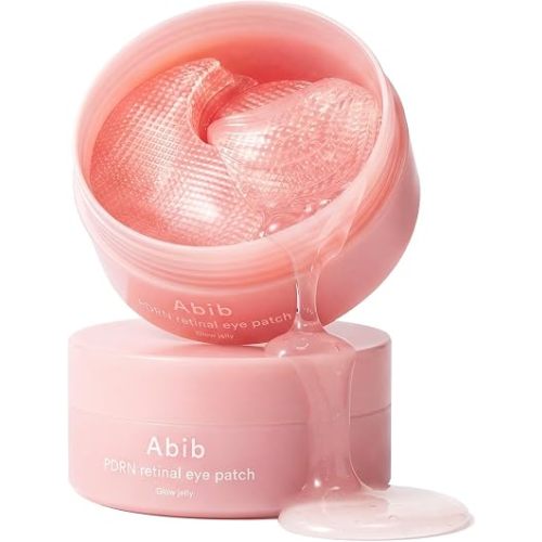 Abib PDRN Retinal Eye Patches for Rejuvenating & Puffy Eyes with Glow Jelly, Niacinamide, 60 Count, Korean Skin Care