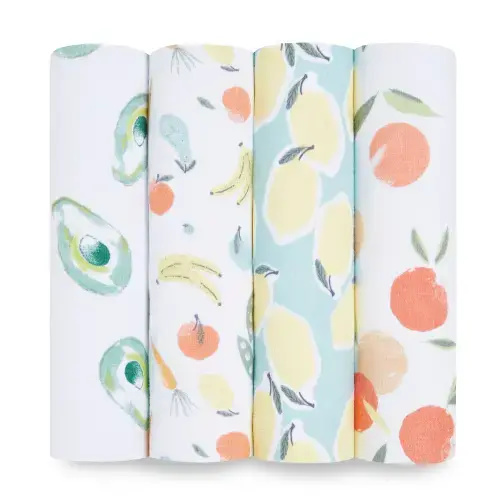 Fruit Print Cotton Muslin Swaddle 4pk | aden + anais