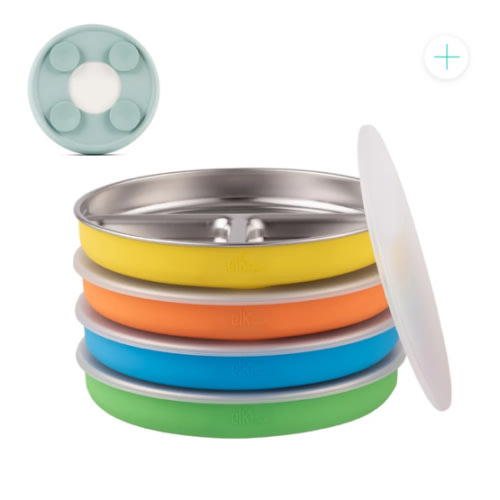 7.8" Stainless Steel Divided Plates with Suction Sleeve