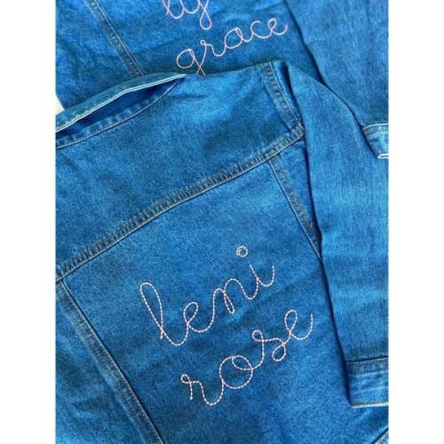 Baby Back Embroidery Denim Jacket, Medium Blue - juju + stitch | Maisonette