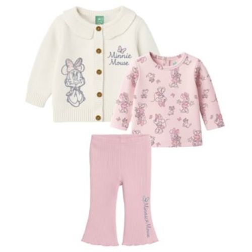 Baby Girls' Minnie Mouse Cardigan, Top and Pants, 3-Piece Set