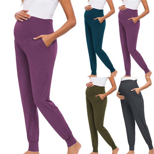 Antinious Maternity Long Pants for Women,Pregnancy Maternity Solid Casual Trousers,Summer Pregnant Woman Solid Casual Comfortable Elastic Full Length Pants,L,