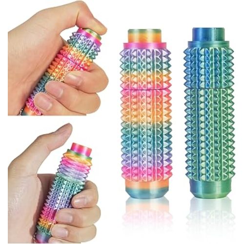 SnapMorph3.0 Little Ouchies Fidget Toys - 3-in-1 Pain Stim Toy with Spinning & Press Buttons for Anxiety Relief, Stress and Pain Relief Stimulation for Adults and Teens,2PCS Green+Colorful