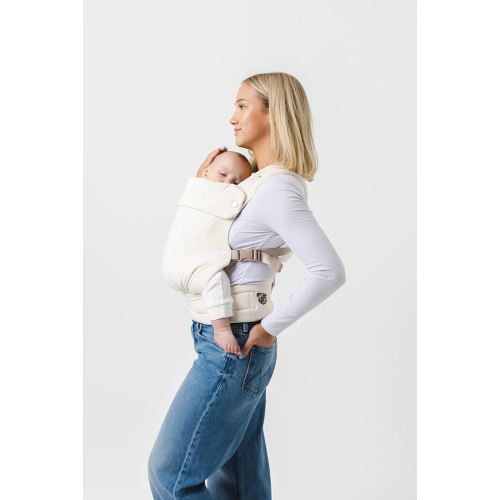Mabē Monarch Ergonomic Baby Carrier – Premium Cotton Soft Structured Newborn to Toddler Carrier with Hip-Healthy Design, 3 Carry Positions (7-35lbs), Lightweight & Breathable, (Ivory)