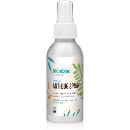 Mambino Organics Anti-Bug Spray, DEET-Free, Organic Mosquito Repellent with Essential Oils, Reef Safe, Face-Safe Protection for Babies, Kids, and Adults, Travel Bug Spray, 2.7oz