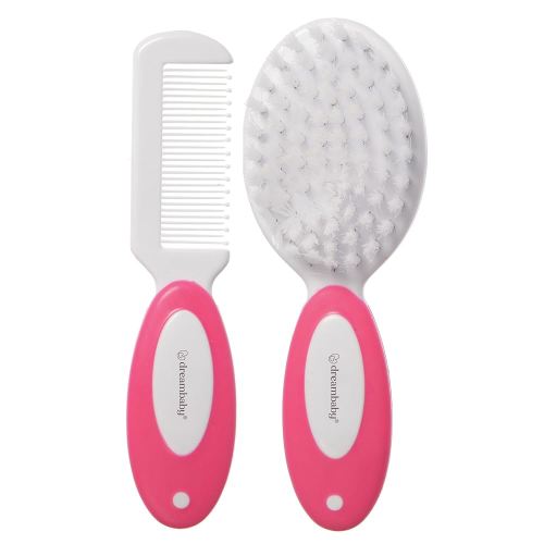 Dreambaby Deluxe Super Soft Bristles Brush and Comb Set - with Easy-Grip Toddler Size Handle - Pink - Model L328