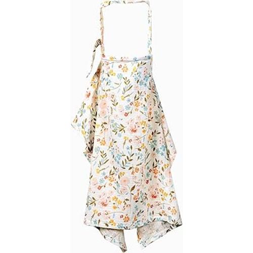 Muslin Nursing Cover Up for Breastfeeding, 47"x47" Cotton Muslin Breastfeeding Covers for Nursing, Full Coverage Breast Feeding Covers, Pumping Cover Oeko-TEX Designed in France - Pink Floral