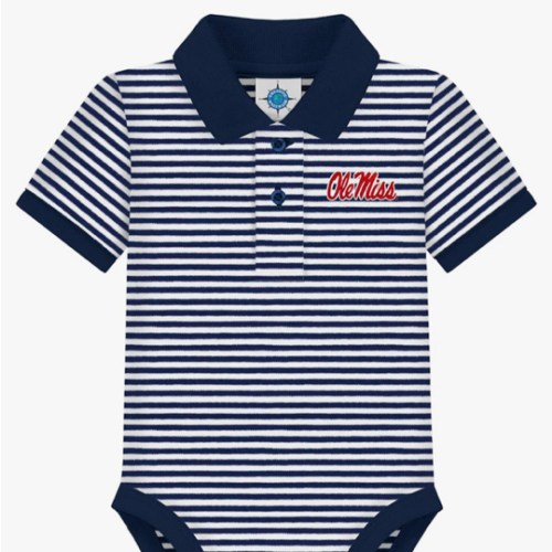 Creative Knitwear College Baby Striped Polo Bodysuit - Team Logo, Multiple Colors, for Boys & Girls (0-12 Months)
