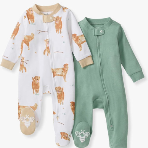 Burt's Bees Baby Boys Sleep and Play PJs, 100% Organic Cotton One-Piece Zip Front Romper Jumpsuit Pajamas