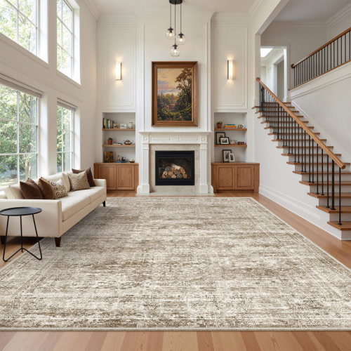 Bungalow Rose Washable Rug, Distressed Persian Rugs for Living Room, Stain resistant Abstract Area Rugs & Reviews | Wayfair