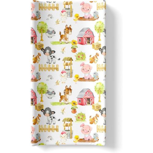 Baby Infant Changing Pad Cover Pad Liner Ultra Soft Breathable Changing Table Cover Boy Girl Neutral (Farm Animals)