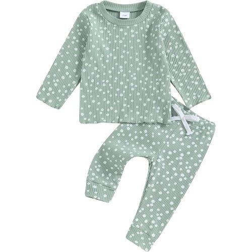 Baby Girl Fall Clothes Set Floral Print Long Sleeve Tops Pants Cute Infant Toddler Outfits 6 12 18 24 Months 2T
