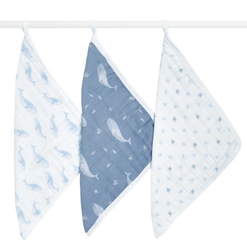 Organic Cotton Muslin Washcloths 3 Pack in oceanic | aden + anais