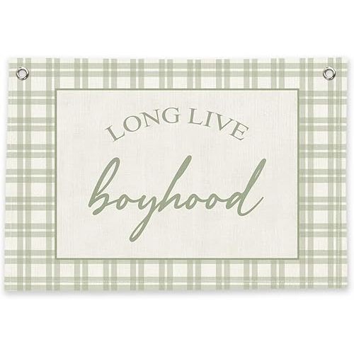 RTXLEZM Long Live Boyhood Banner Boys Room Decor, Banner Flag Nursery Playroom Wall Decor for Boys Bedroom Living Room Dorm Toddler Decorations ，Baby Kids Teen Bedroom Decor,Large 36x24 in