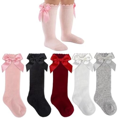 Baby Knee High Socks Girls Infant Toddler Bow Ruffle Long Tube Socks Baby Stockings Baby Girl Gifts