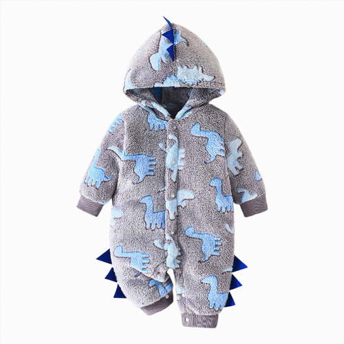 mgoYE Baby Snowsuit Infant Bear Onesies Zipper Long Sleeve One-Piece Romper Hoodie Baby Outwear Snowsuit(Grey,3-6 Months)