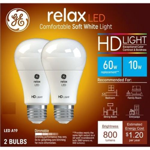 GE 2pk 60W Relax G25 LED Globe Light Bulbs Soft White