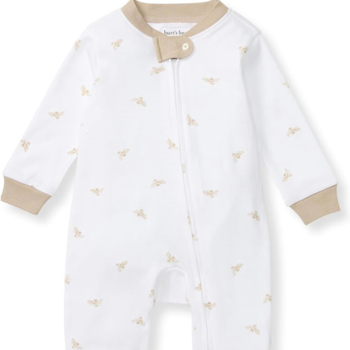Burt's Bees Baby Boys Sleep and Play PJs, 100% Organic Cotton One-Piece Zip Front Romper Jumpsuit Pajamas