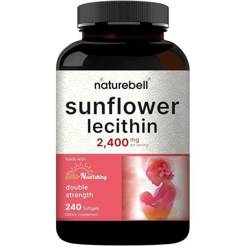 NatureBell Sunflower Lecithin - 240 Softgels - 2,400mg Cold Pressed Sunflower Lecithin - with Naturally Occurring Phosphatidyl Choline - for Lactation & Normal Milk Flow Support*