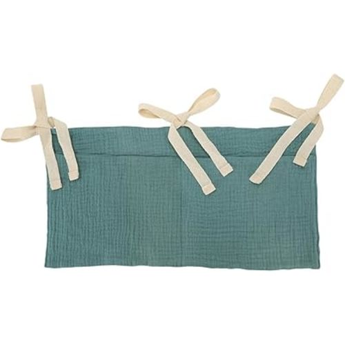 Baby Crib Pocket with Straps Hanging Baby Diaper Caddy Organizer, Diaper Stacker Classified Storage Bag Organizer for Nursery Diapers Wipes Baby Essentials (Blue)