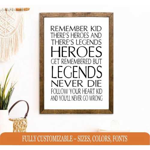Heroes Get Remembered But Legends Never Die | Boys Room Decor | Kids Room Wall Art | boys room decor, kids room decor
