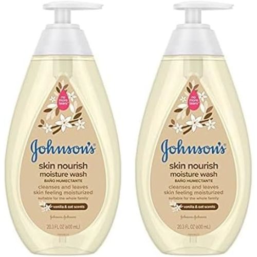 Johnson's Baby Skin Nourishing Moisture Baby Body Wash With Vanilla & Oat Scents, Hypoallergenic & Tear Free Baby Bath Wash, Paraben-, Dye-, Sulfate & Phthalate-Free, 20.3 fl. oz (Pack of 2)