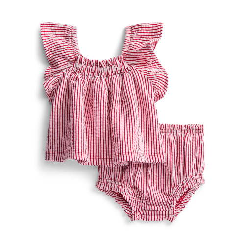 Wonder Nation Baby Girls Patriotic Seersucker Romper & Bloomers with Flutter-Sleeve, 2-Piece Set, Sizes 0–24M