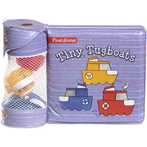 Melissa & Doug Children’s Book - Float-Alongs: Tiny Tugboats (Bath Book + 3 Floating Tugboat Toys)