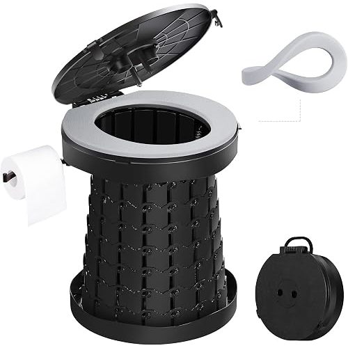 Upgrade Retractable Portable Toilet Travel Toilet Adjustable Height Camping Toilet Portable Potty for Adults Kids, Foldable Portable Toilet for Camping/Car