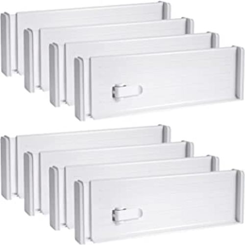 Drawer Dividers Organizer, Kitchen Drawer Divider, Adjustable Drawer Dividers for Clothes, Drawer Separators, Expandable Drawer Organizer from 10.6-18" for Dresser Organizer, Kitchen, Bathroom (4P)