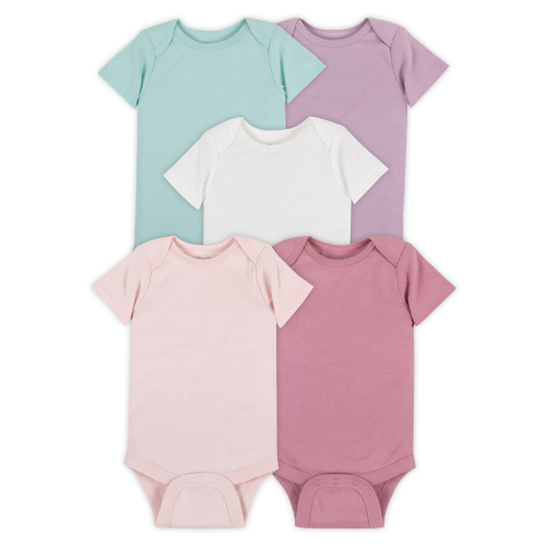 Little Star Organic Baby Girl 5Pk Short Sleeve Bodysuit, Size Newborn - 24M