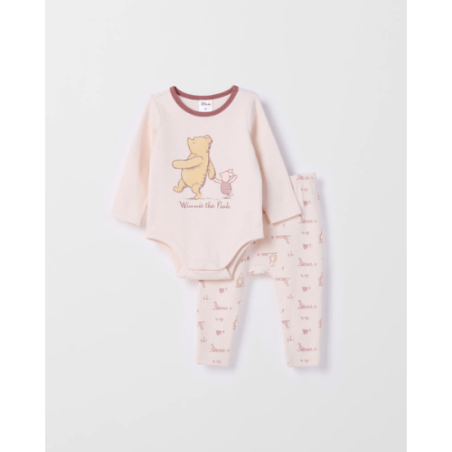 Disney Winnie The Pooh Baby Waffle Henley Bodysuit and Leggings Set
