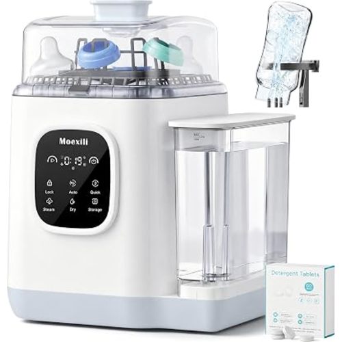 Baby Bottle Washer,Upgraded 3-Layer Cleaning,Sterilizer&Dryer,8 Bottles