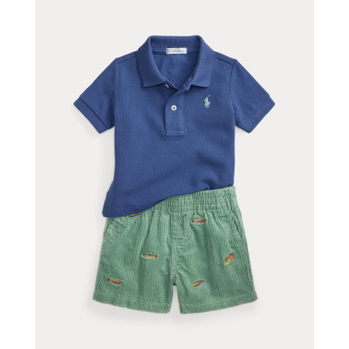 Cotton Mesh Polo Shirt & Corduroy Short for Baby Boys | Ralph Lauren