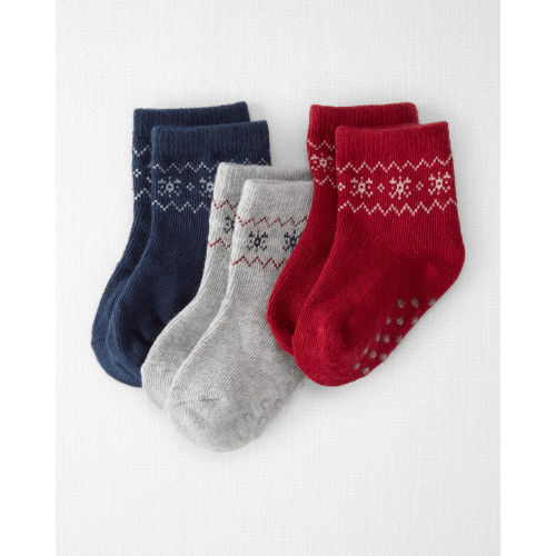Baby 3-Pack No-Slip Holiday Socks Made with Organic Cotton - Little Planet | Carter's
