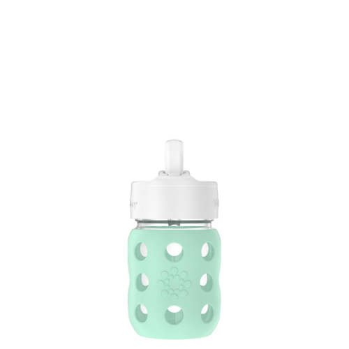 8oz Glass Baby Bottle Pivot Straw Cap