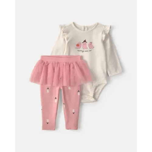 Baby Girl 2-Piece 'Mommy's Little Boo' Halloween Long-Sleeve Bodysuit & Pant Set - Cream/Pink | Carter's