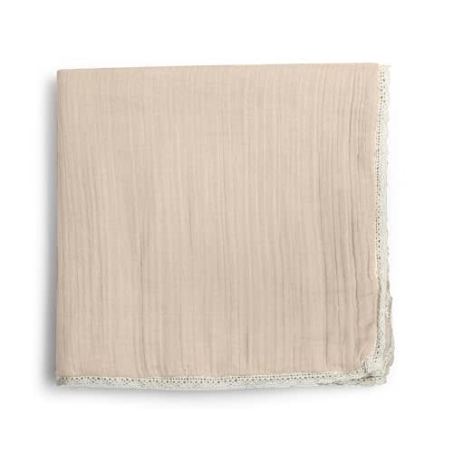 MakeMake Organics GOTS Certified Organic Cotton Muslin Soft Breathable Lightweight Swaddle and Comfort Organic Baby Blanket for Toddler Baby Boys and Girls - Taupe, 30" x 40"