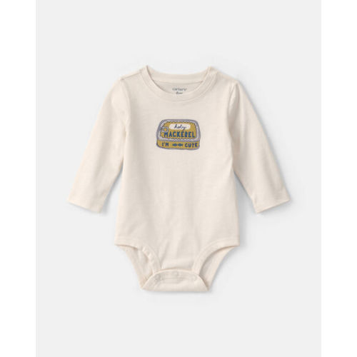 Baby Boy 'Holy Mackerel I'm Cute' Long-Sleeve Graphic Bodysuit - Cream | Carter's