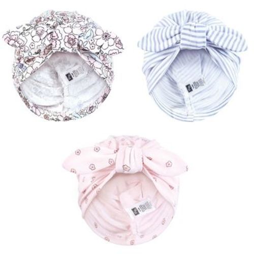 Hudson Baby Infant Girls Turban Cotton Headwraps, So Pretty Flower, 0-24 Months