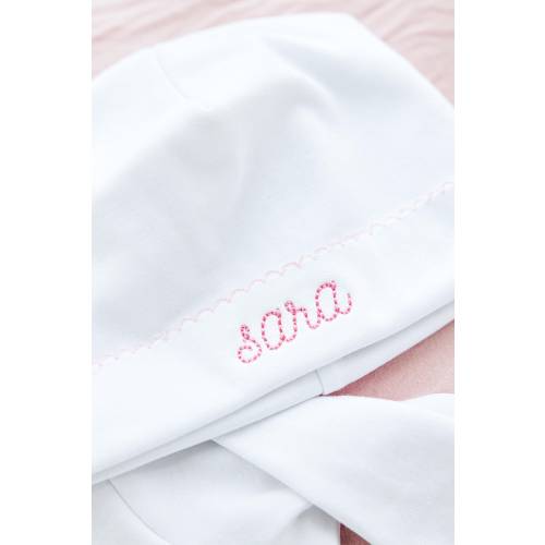 Picot Trim Hat // Embroidered Baby Beanie, Newborn Personalized Hats, Pima Cotton, Newborn Outfit, Naming Hat, Custom Name, Hospital Hat