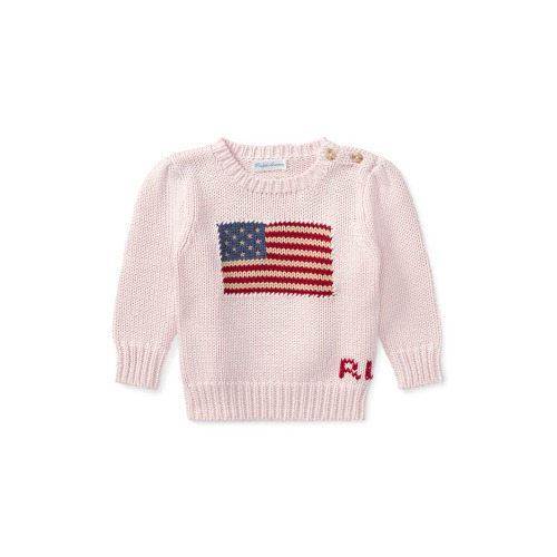 Intarsia Flag Cotton Graphic Sweater, 12M